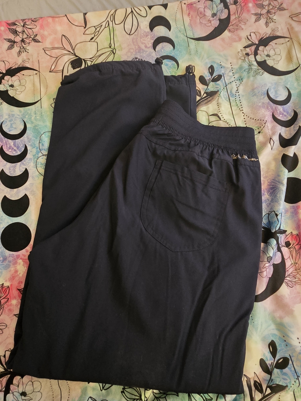 Eddie Bauer Womans Dark Navy Elastic-Waist Fleece Lined Joggers